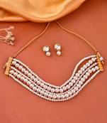 White pearl layered choker jewelery set