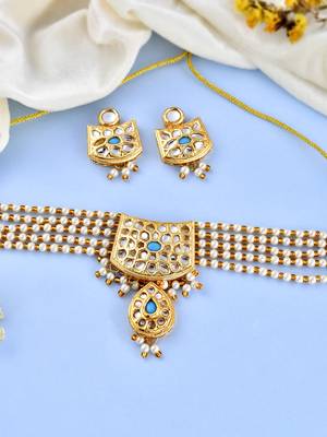 Gold plated choker jewellery set 1