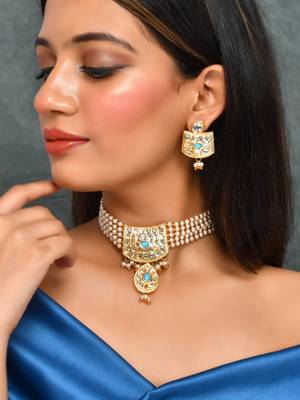 Gold plated choker jewellery set 2