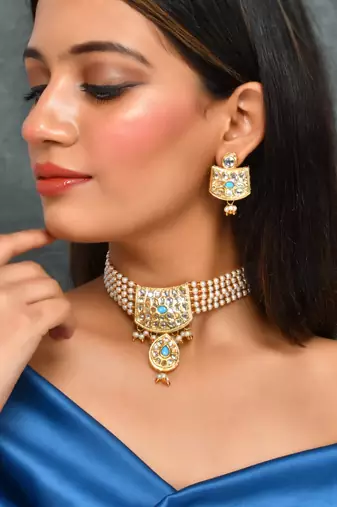 Gold plated choker jewellery set