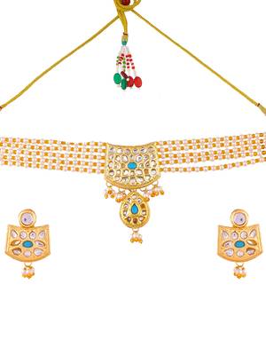 Gold plated choker jewellery set 3