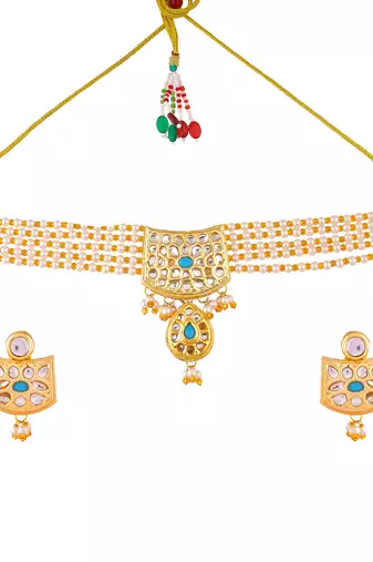 Gold plated choker jewellery set