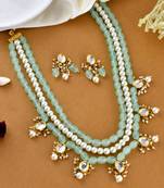 Traditional pearl layered long jewellery set