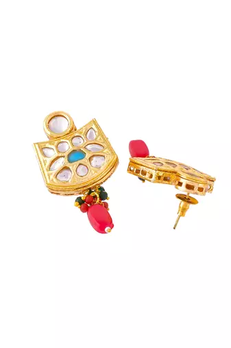 Red green choker kundan jewellery set