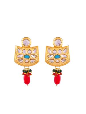 Red green choker kundan jewellery set 5