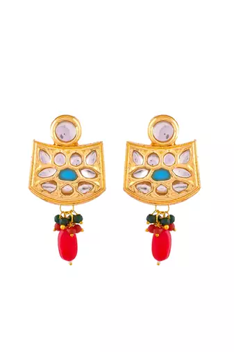 Red green choker kundan jewellery set