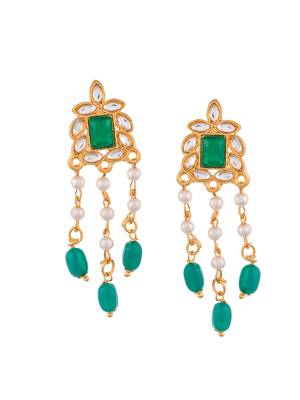 Diya green beads choker necklace set 4
