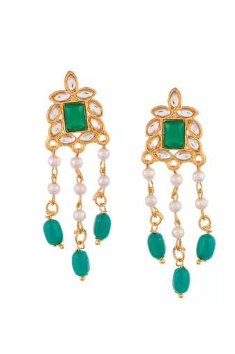 Diya green beads choker necklace set