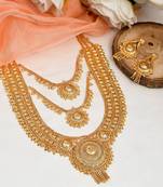 Gold plated triple layer temple jewellery set