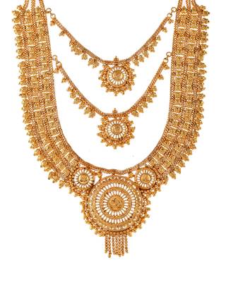 Gold plated triple layer temple jewellery set 3
