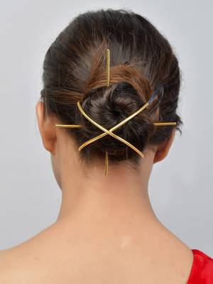 Gold plated aristole designer hair accessory set 2