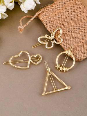 Set of 4 golden geomatrical hair pins 1