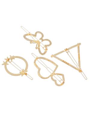 Set of 4 golden geomatrical hair pins 2