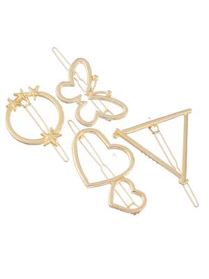 Set of 4 golden geomatrical hair pins 3