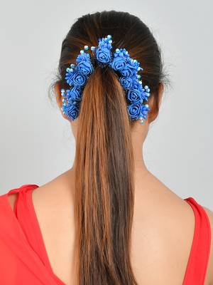 Set of 10 blue flower juda hair bun accessory set 2