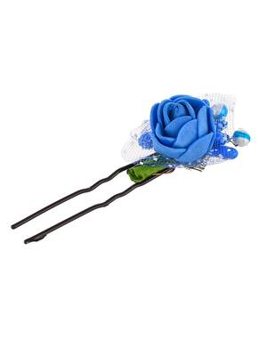Set of 10 blue flower juda hair bun accessory set 3