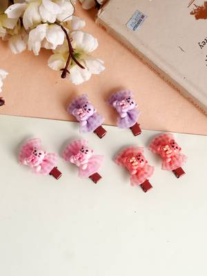 Set of 6 lace teddy bear alligator hair accessory set 1