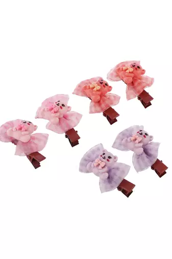 Set of 6 lace teddy bear alligator hair accessory set