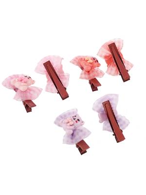 Set of 6 lace teddy bear alligator hair accessory set 3