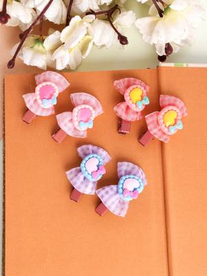 Set of 6 bow lace hair alligator accessory set 1