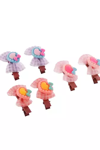 Set of 6 bow lace hair alligator accessory set