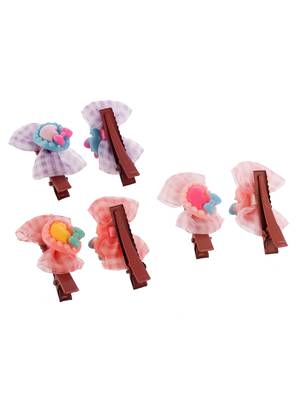 Set of 6 bow lace hair alligator accessory set 3