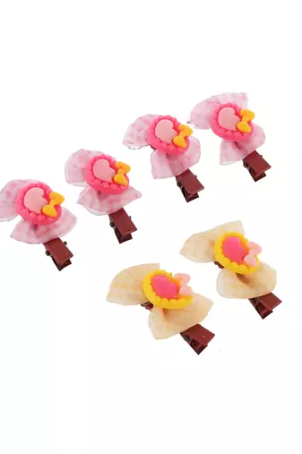 Set of 6 bow lace hair alligator clip
