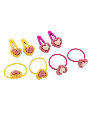 Set of 8 heart tic tac and rubber band hair accessory set 2