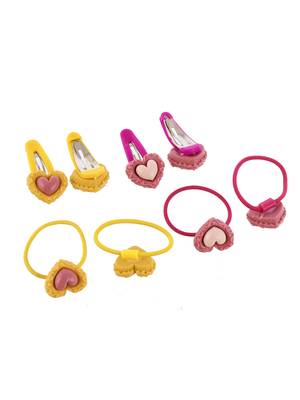 Set of 8 heart tic tac and rubber band hair accessory set 3