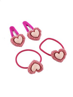Set of 8 heart tic tac and rubber band hair accessory set 4
