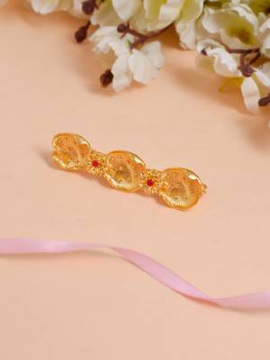 Gold plated embellished hair barrette accessory 1