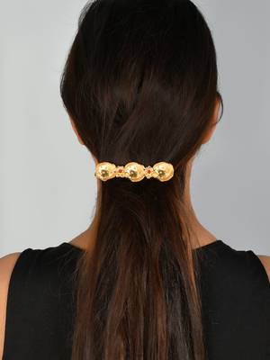 Gold plated embellished hair barrette accessory 2