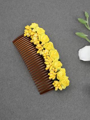 Women yellow floral handcrafed hair accessory 1