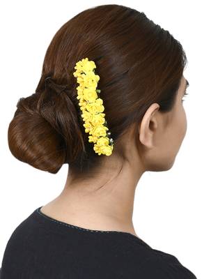 Women yellow floral handcrafed hair accessory 2