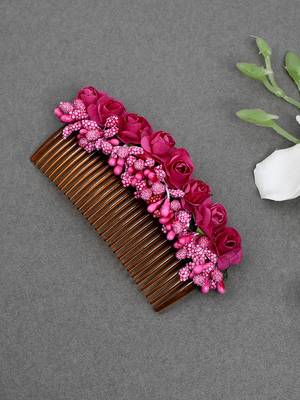 Women pink floral handcrafed hair accessory 1