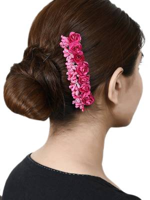 Women pink floral handcrafed hair accessory 2