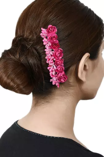 Women pink floral handcrafed hair accessory