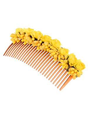 Women yellow floral handcrafed hair accessory 4