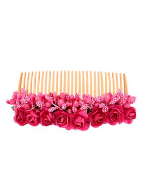 Women pink floral handcrafed hair accessory 3