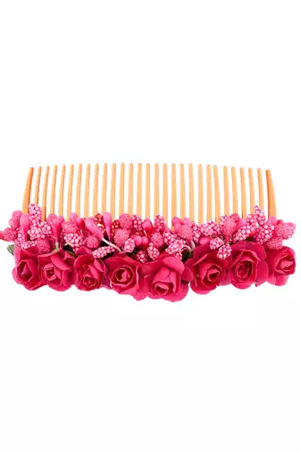 Women pink floral handcrafed hair accessory