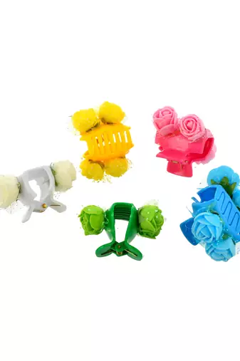 Flower embellished claw clip hair accessory