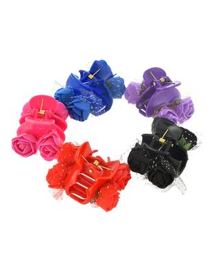 Flower embellished claw clip hair accessory 2