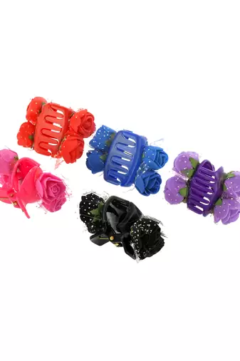Flower embellished claw clip hair accessory