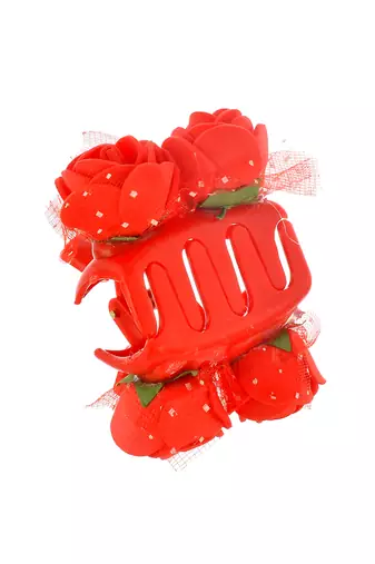 Flower embellished claw clip hair accessory