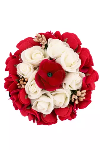 Red & white handcrafted beaded floral hair bun cover