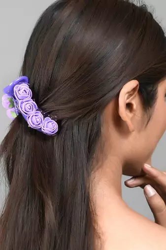 Set of 2 pink & purple long clawclip hair accessory set