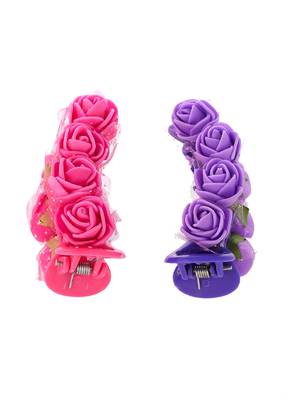 Set of 2 pink & purple long clawclip hair accessory set 3