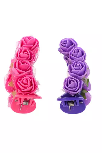 Set of 2 pink & purple long clawclip hair accessory set