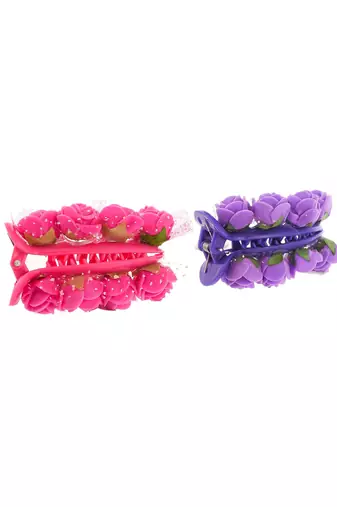 Set of 2 pink & purple long clawclip hair accessory set