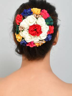 Multicolor flower hair bun cover 2